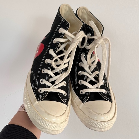 Comme des Garçons Play Converse Black High-Top Sneakers size 8 - Picture 3 of 7